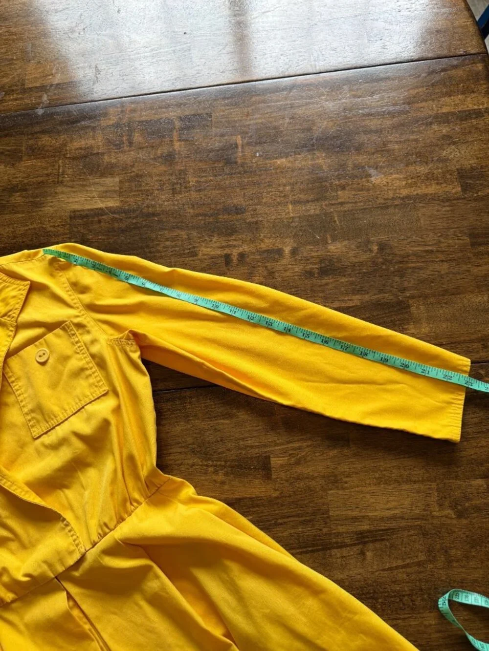 Vintage Caron Retro 70's Yellow Midi Length Long Sleeve Shirt Dress Size Small - Picture 12 of 13